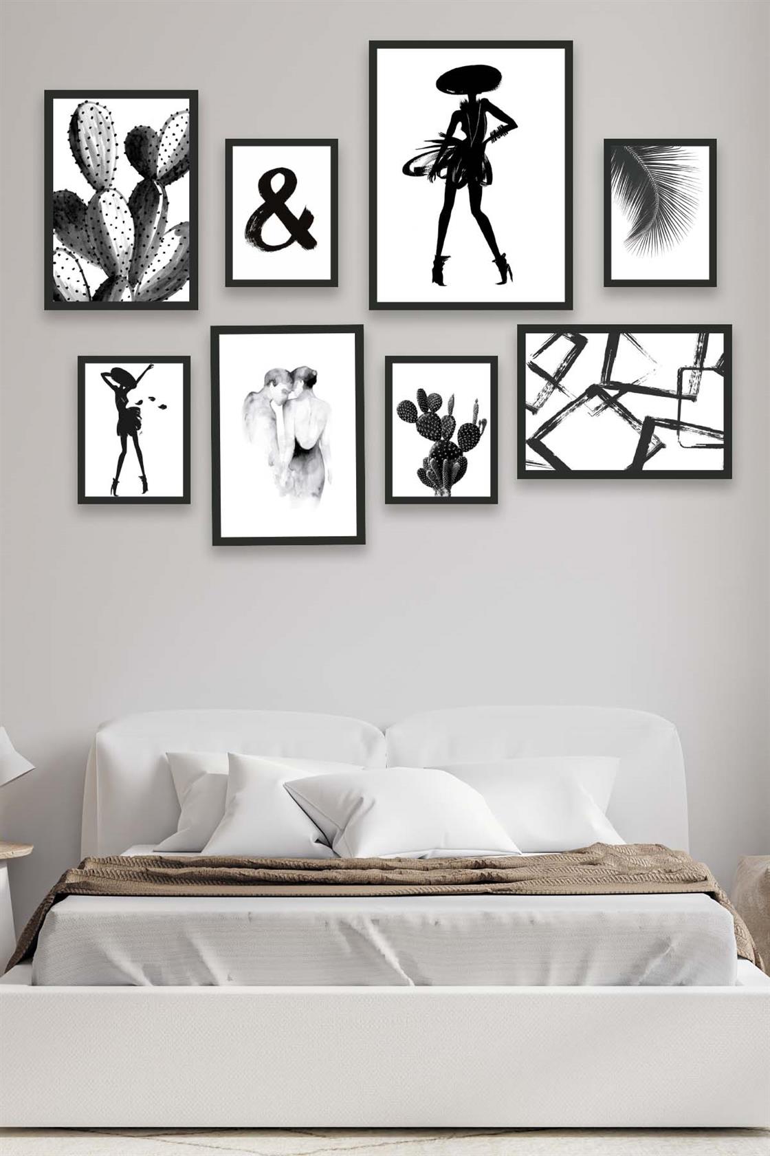 Siyah Beyaz Modern Tasarım Temalı Tablo Seti