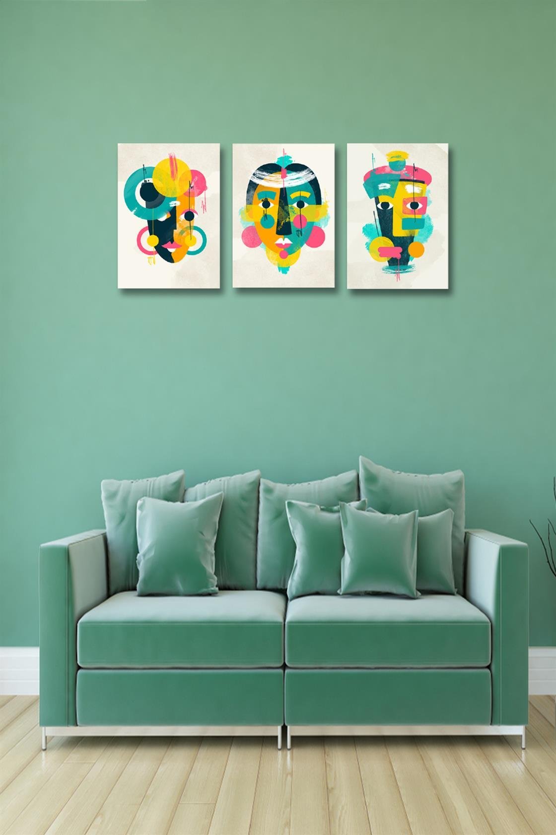 3 Parça Afrikalı Kadın Süliet Tablo Seti