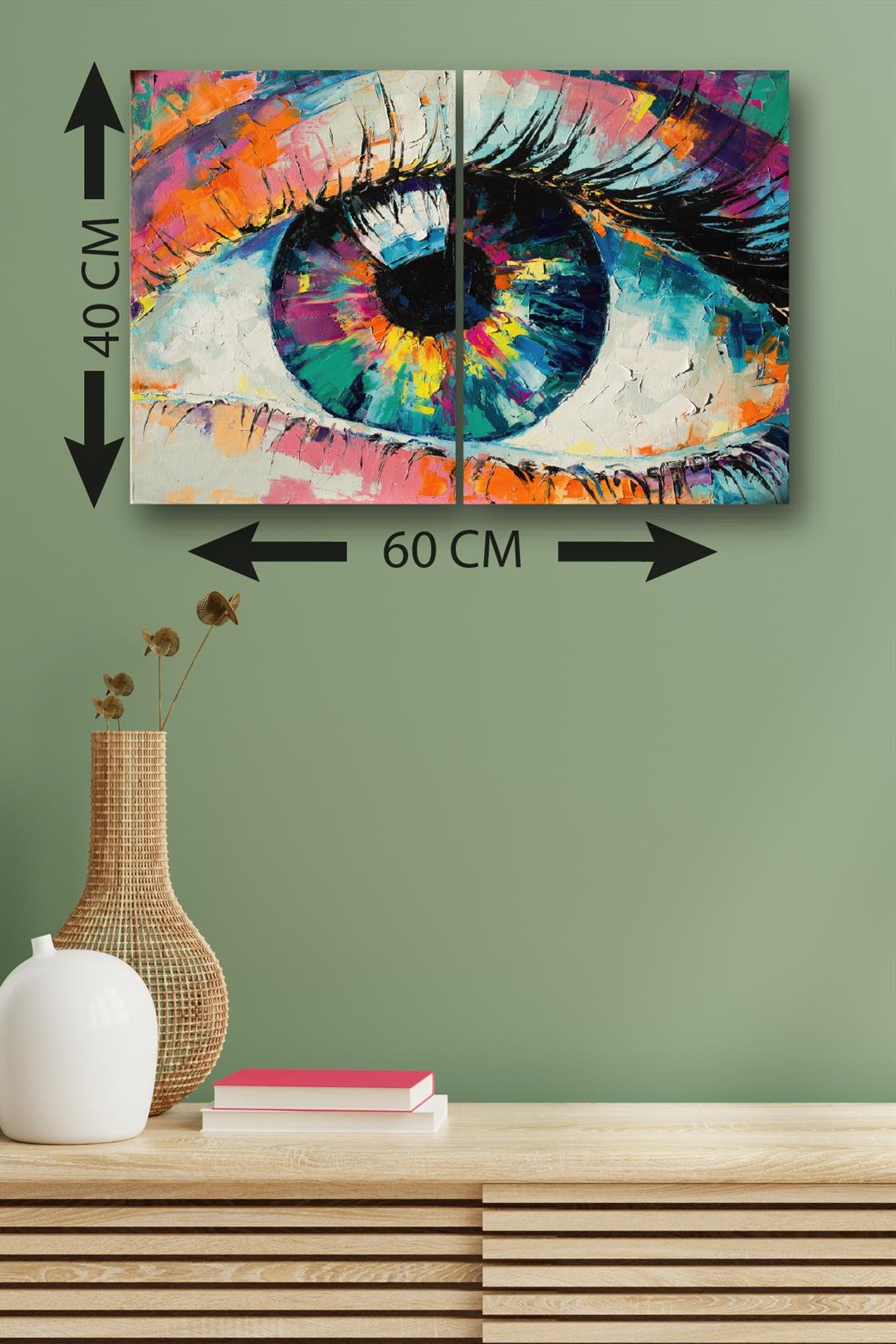 2 Parça Yağlı Boya Tarzında Dijital Baskı Tablo Seti