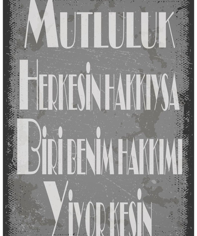 Mutluluk Herkesin Hakkıysa Ahşap Poster