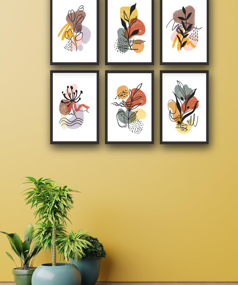 6 Parça Bohem Tablo Seti Uv Dijital Baskı