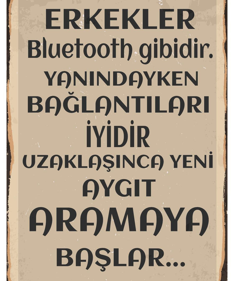 Erkekler Bluetooth Gibidir Çünkü Ahşap Poster
