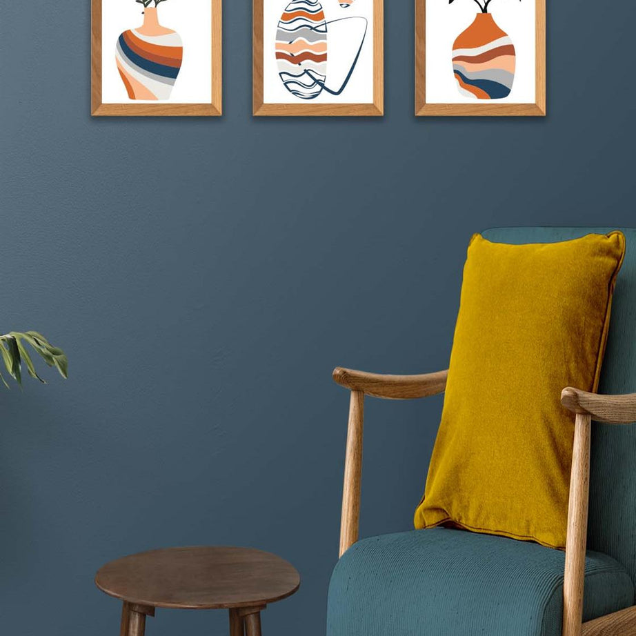 3 Parça Modern Sanatsal Bohem Tarzda (Ahşap çerçeve görünümlü) Uv Baskı Mdf Tablo Seti