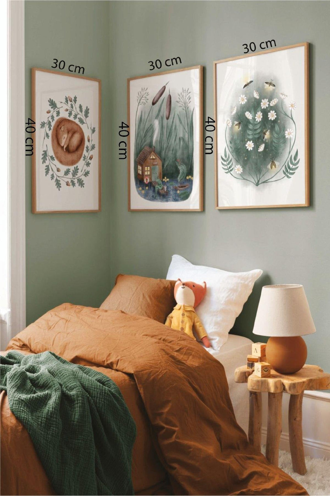 3 Parça Suluboya Tarzında Ahşap Çerçeve Görünümlü Tablo Seti