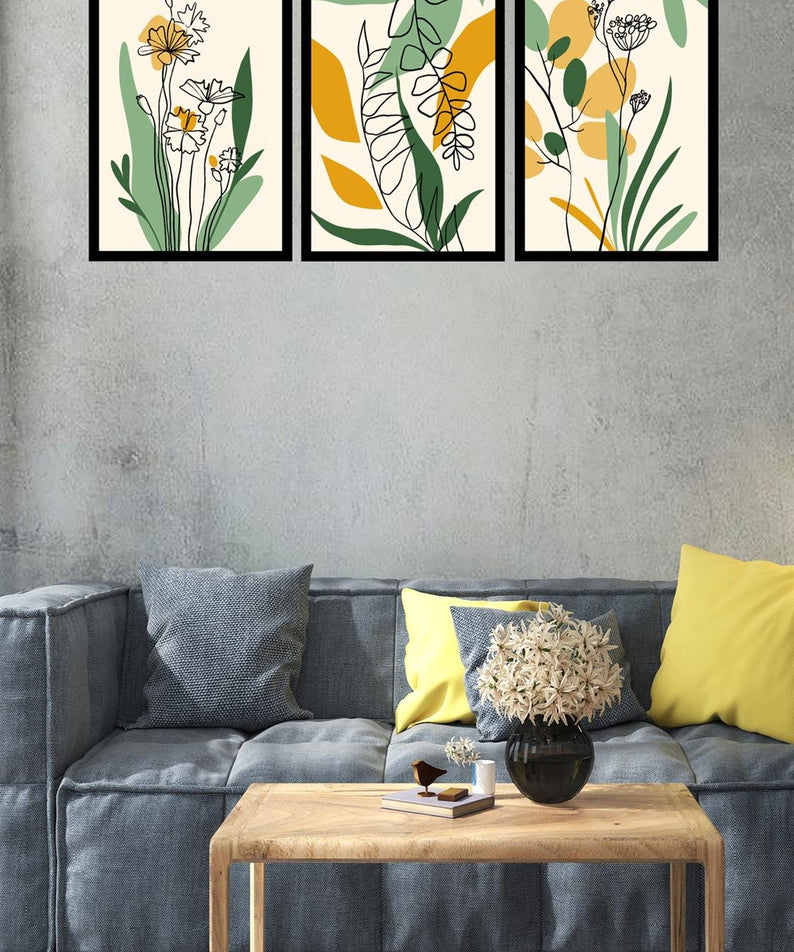 3 Parça Bohem Tarzı Sanatsal Mdf Tablo Seti