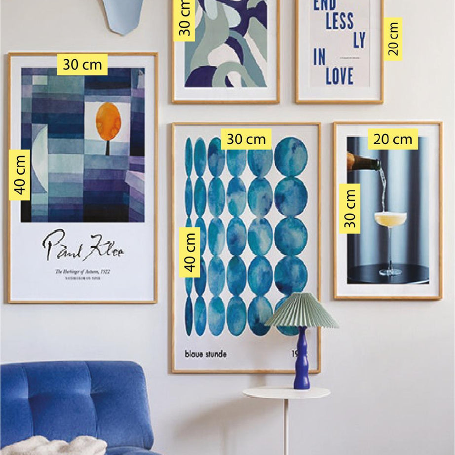 5 Parça End Less Ly In Love Blue Tarzında (AHŞAP ÇERÇEVE GÖRÜNÜMLÜ) Tablo Seti