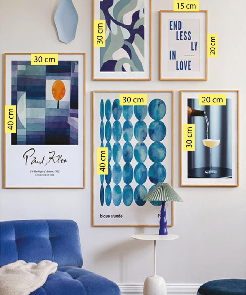 5 Parça End Less Ly In Love Blue Tarzında (AHŞAP ÇERÇEVE GÖRÜNÜMLÜ) Tablo Seti