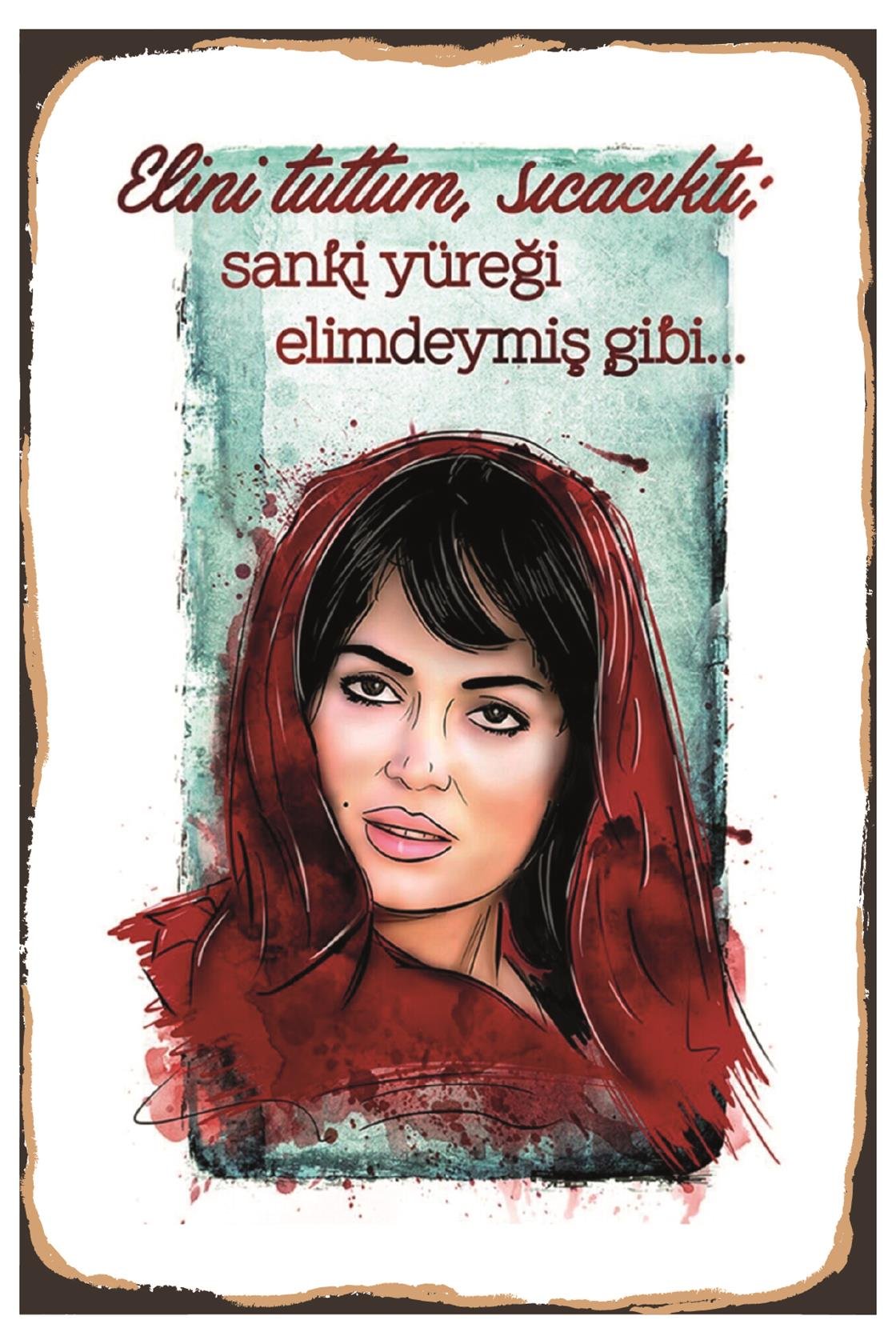 Elini Tuttum Sıcacıktı Ahşap Poster