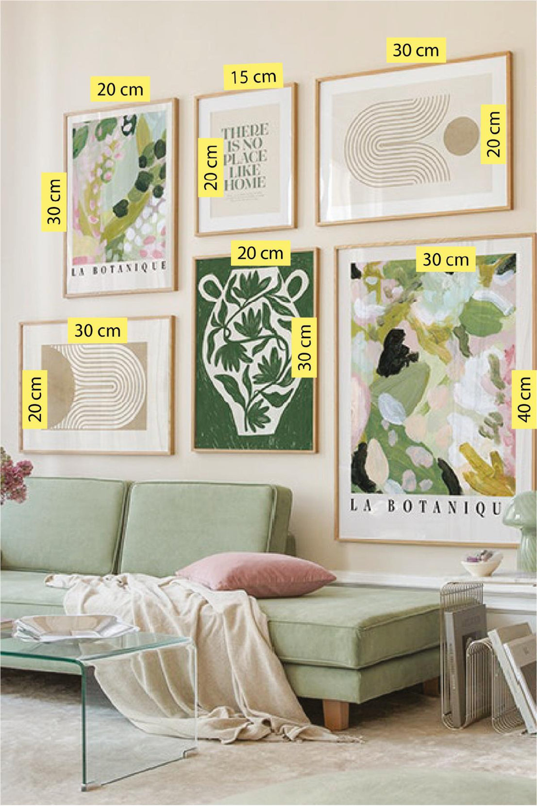 6 Parça La Botaniqu Sanatsal Suluboya Tarzında Modern (AHŞAP ÇERÇEVE GÖRÜNÜMLÜ) Tablo Seti