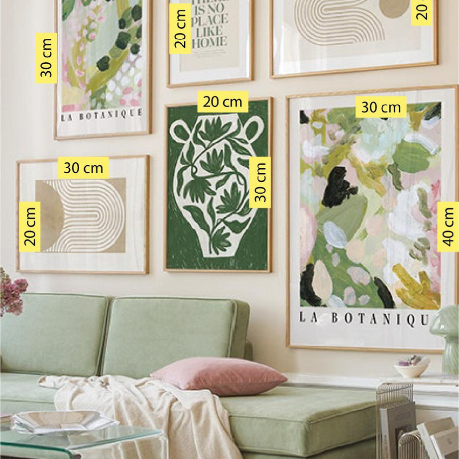 6 Parça La Botaniqu Sanatsal Suluboya Tarzında Modern (AHŞAP ÇERÇEVE GÖRÜNÜMLÜ) Tablo Seti