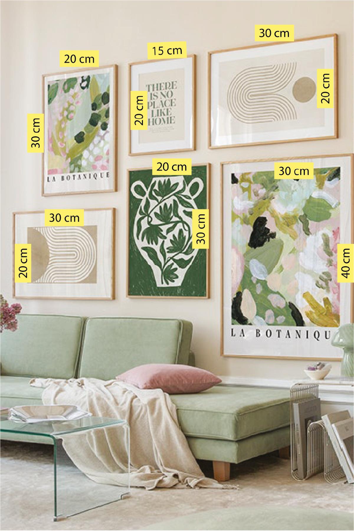 6 Parça La Botaniqu Sanatsal Suluboya Tarzında Modern (AHŞAP ÇERÇEVE GÖRÜNÜMLÜ) Tablo Seti