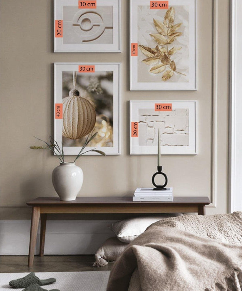 Gold Renginde Modern Sanat Tarzında Tablo Seti