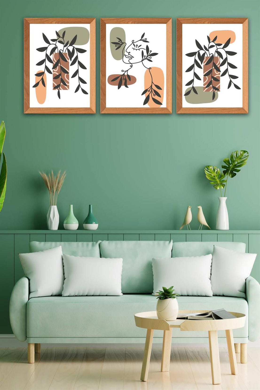 3 Parça Modern Tarzda Bohem Kadın Tasarım Uv Baskı Mdf Tablo Seti