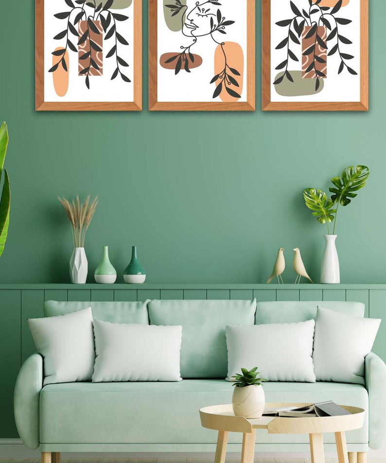 3 Parça Modern Tarzda Bohem Kadın Tasarım Uv Baskı Mdf Tablo Seti