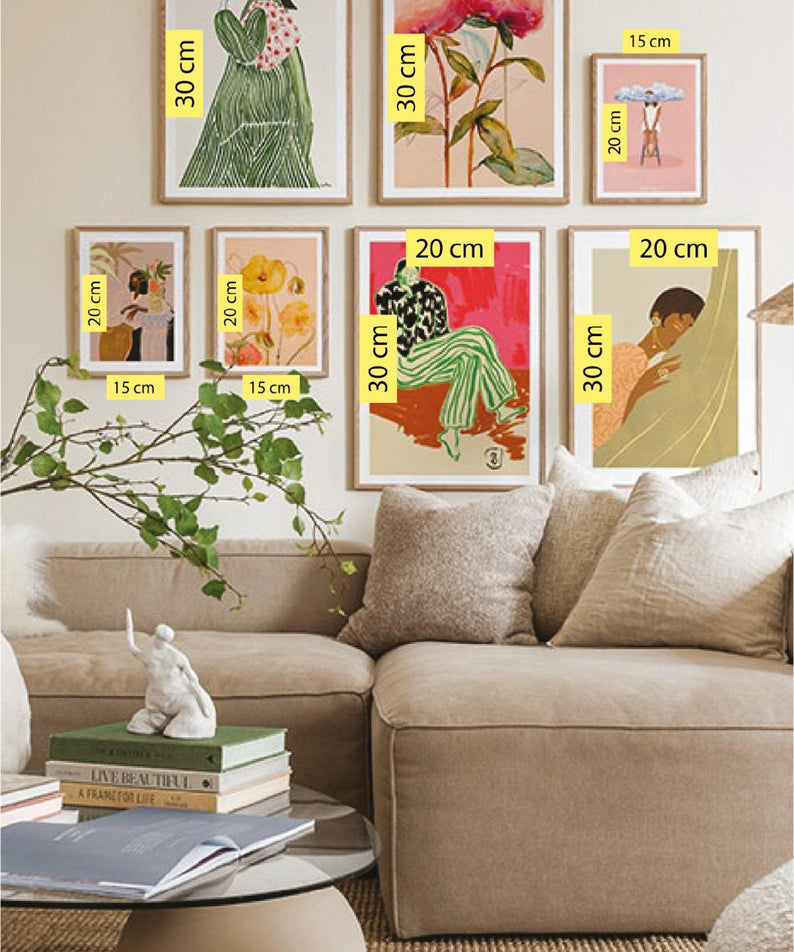 7 Parça Bohem Kadın Tarzında (AHŞAP ÇERÇEVE GÖRÜNÜMLÜ) Tablo Seti