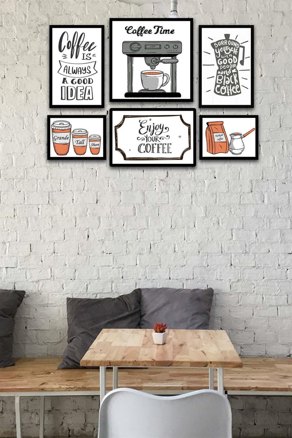 6 Parça Coffee Time Mdf Tablo Seti