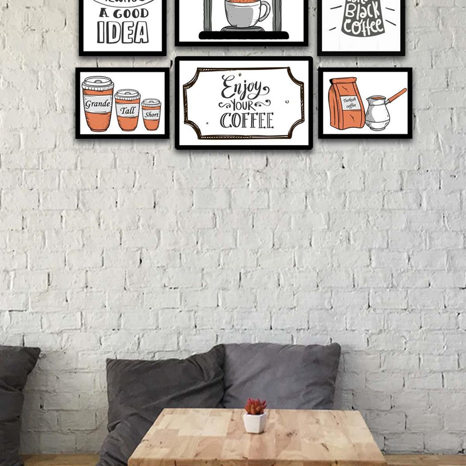 6 Parça Coffee Time Mdf Tablo Seti