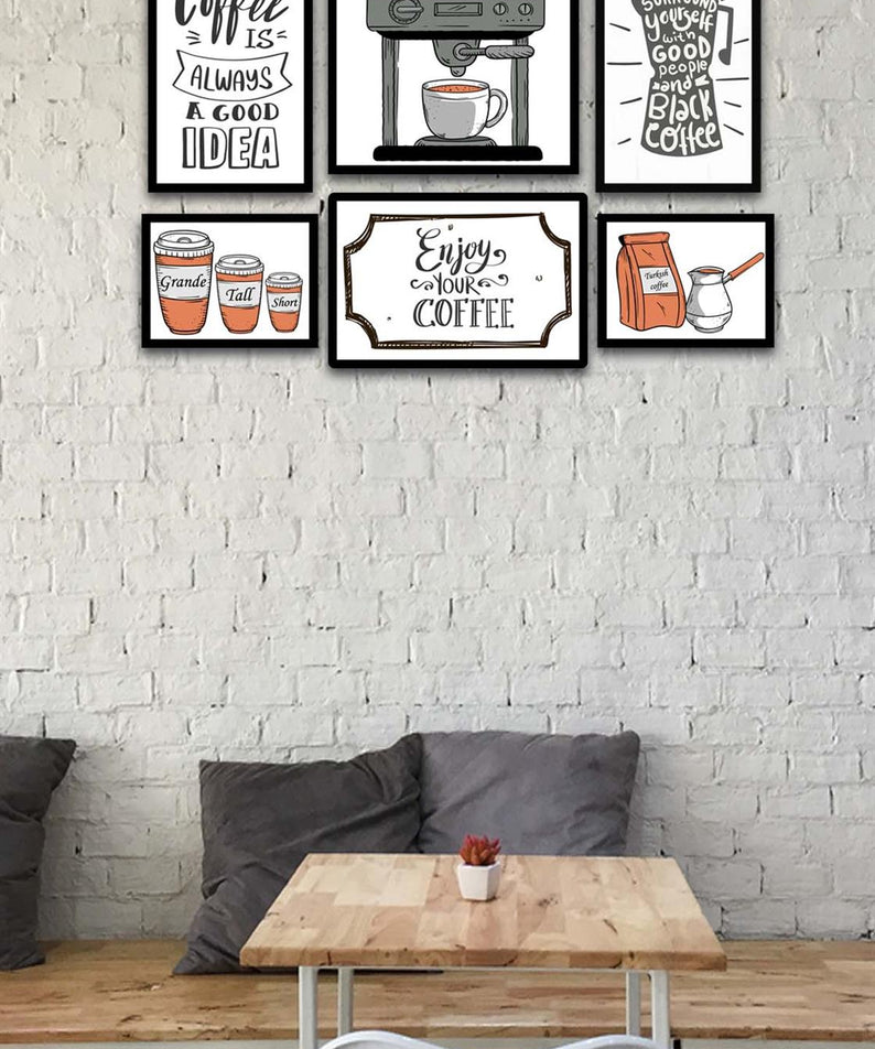 6 Parça Coffee Time Mdf Tablo Seti