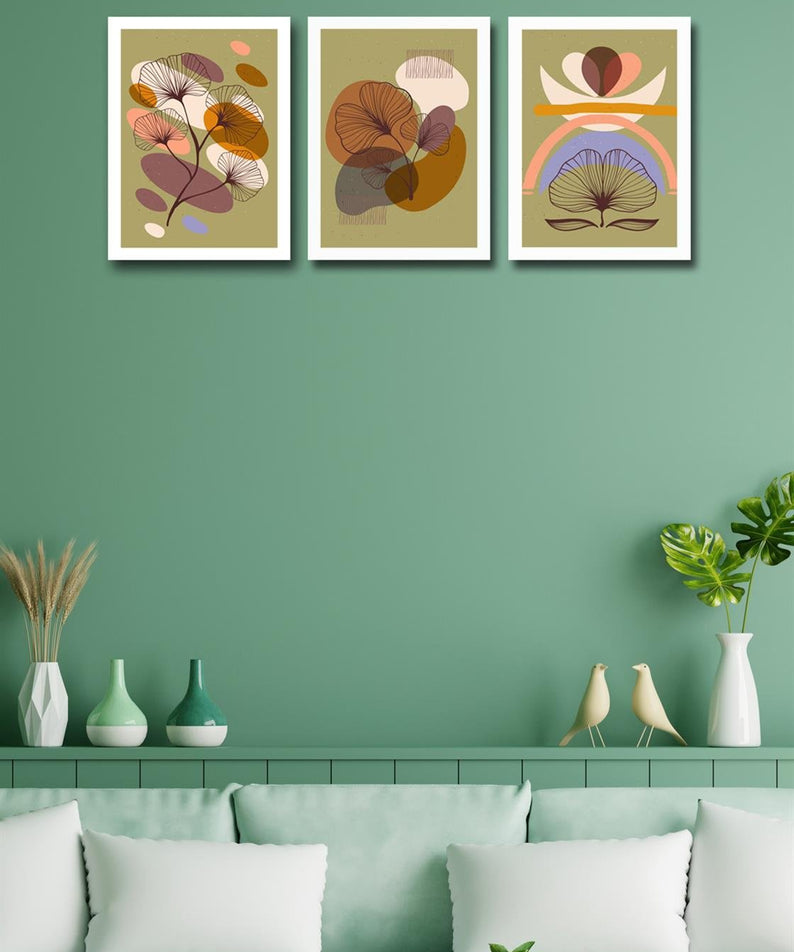 3 Parça Sanatsal Bohem Tarzı Tablo Seti