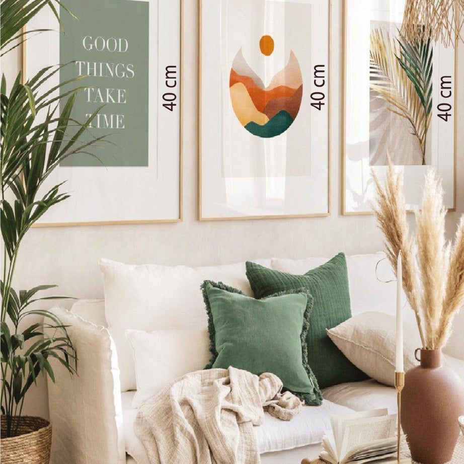 3 Parça Good Things Ahşap Çerçeve Görünümlü Tablo Seti