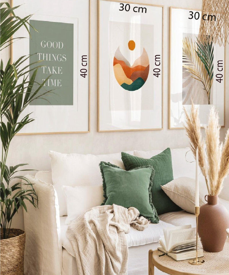 3 Parça Good Things Ahşap Çerçeve Görünümlü Tablo Seti