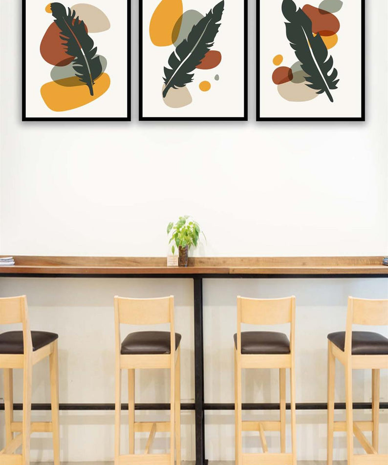 3 Parça Sanatsal Tüy Tarzında Tablo Seti