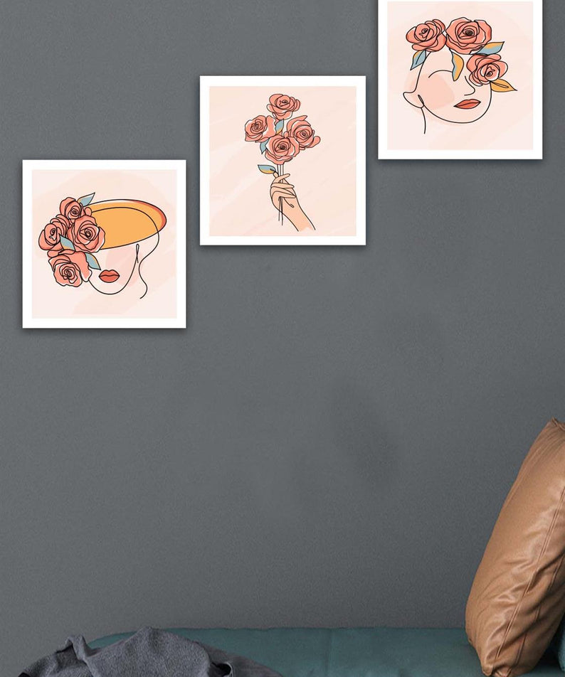 3 Parça Modern Tarzda Bohem Tasarım Uv Baskı Mdf Tablo Seti