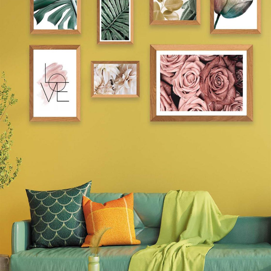 Love Gül Ve Botanik Çiçekler Temalı Tablo Seti