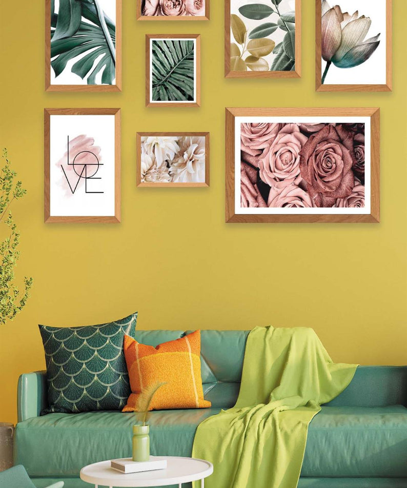 Love Gül Ve Botanik Çiçekler Temalı Tablo Seti