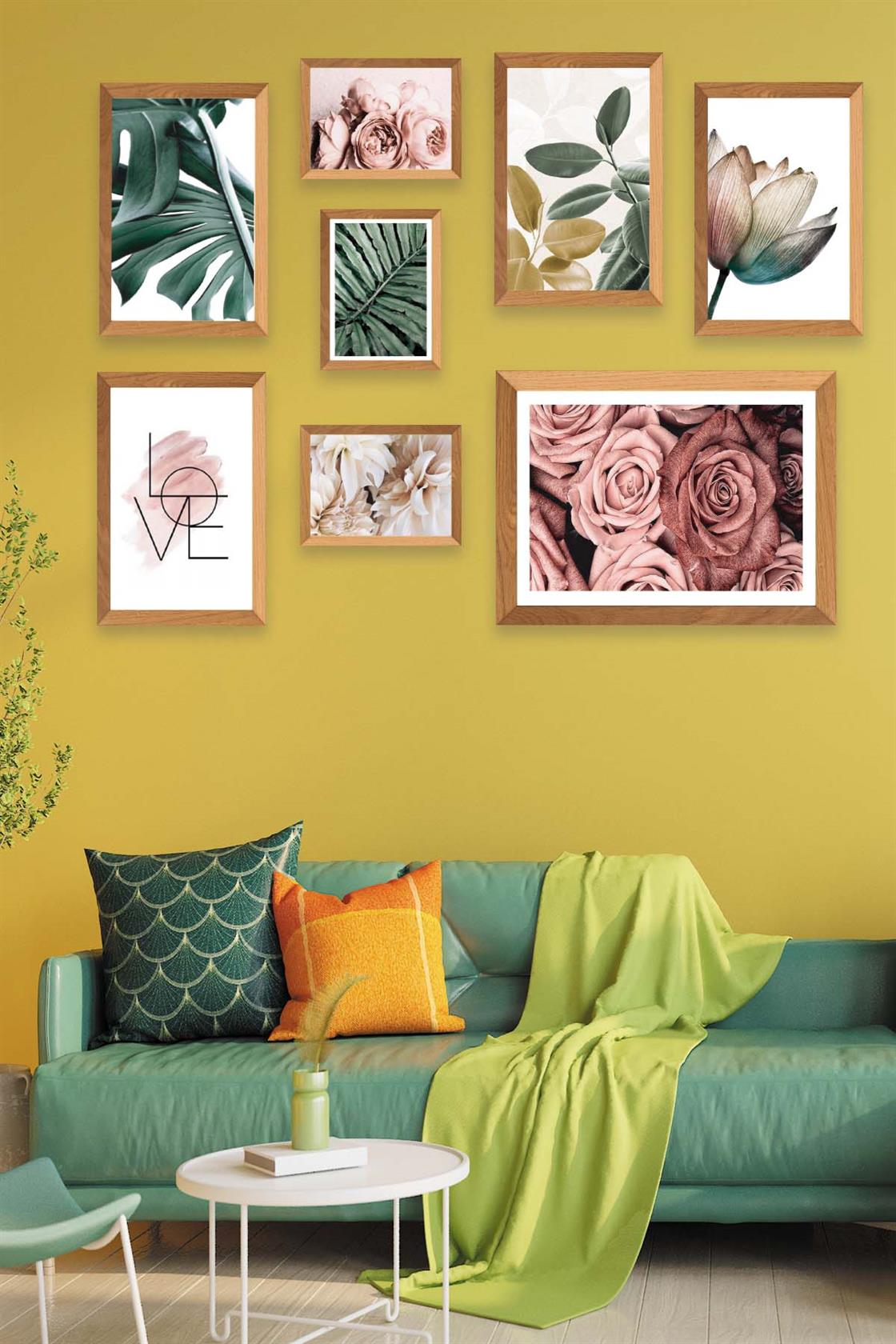 Love Gül Ve Botanik Çiçekler Temalı Tablo Seti