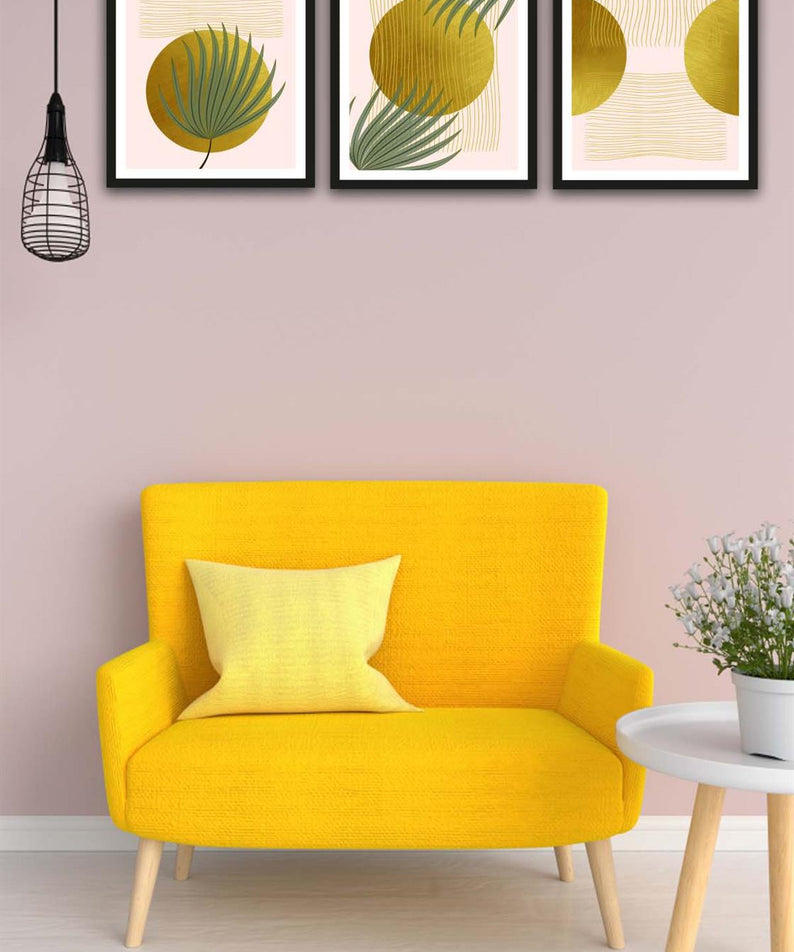 3 Parça Renkli Bohem Tarzında Siyah Çerçeve Görünümlü Tasarım Uv Baskı Mdf Tablo Seti