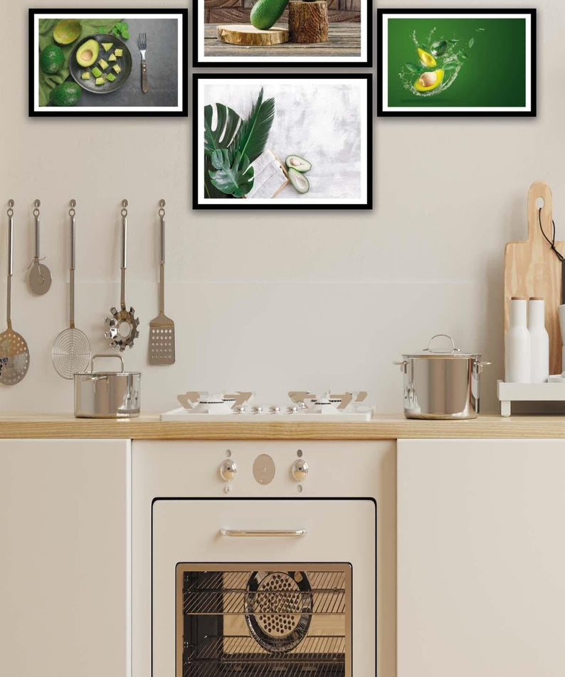 Avokado Temalı Siyah Çerçeve Görünümlü Tablo Seti