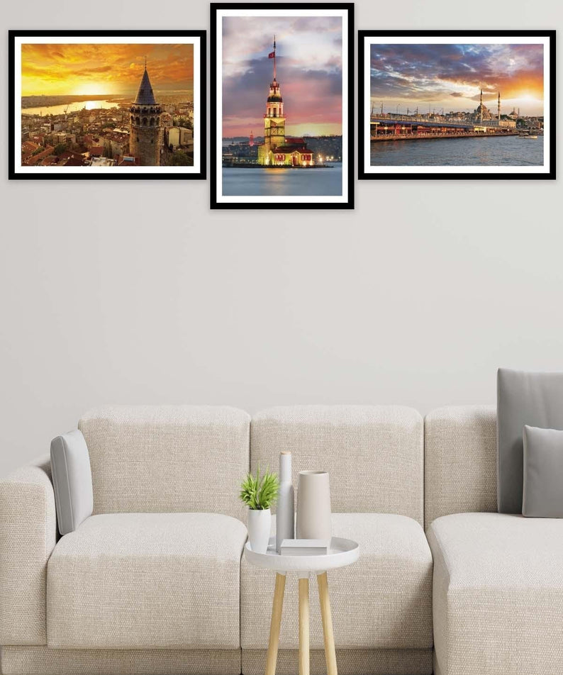 Galata Kulesi Ve Kız Kulesi Temalı Tablo Seti
