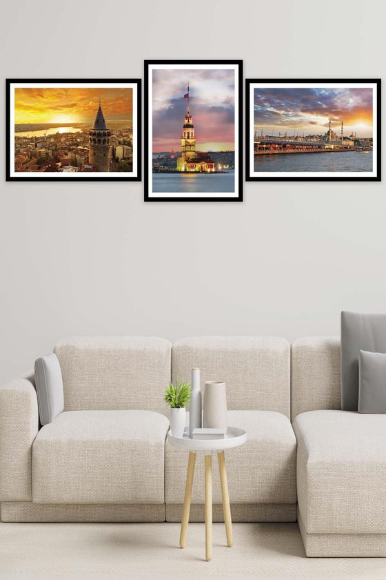 Galata Kulesi Ve Kız Kulesi Temalı Tablo Seti