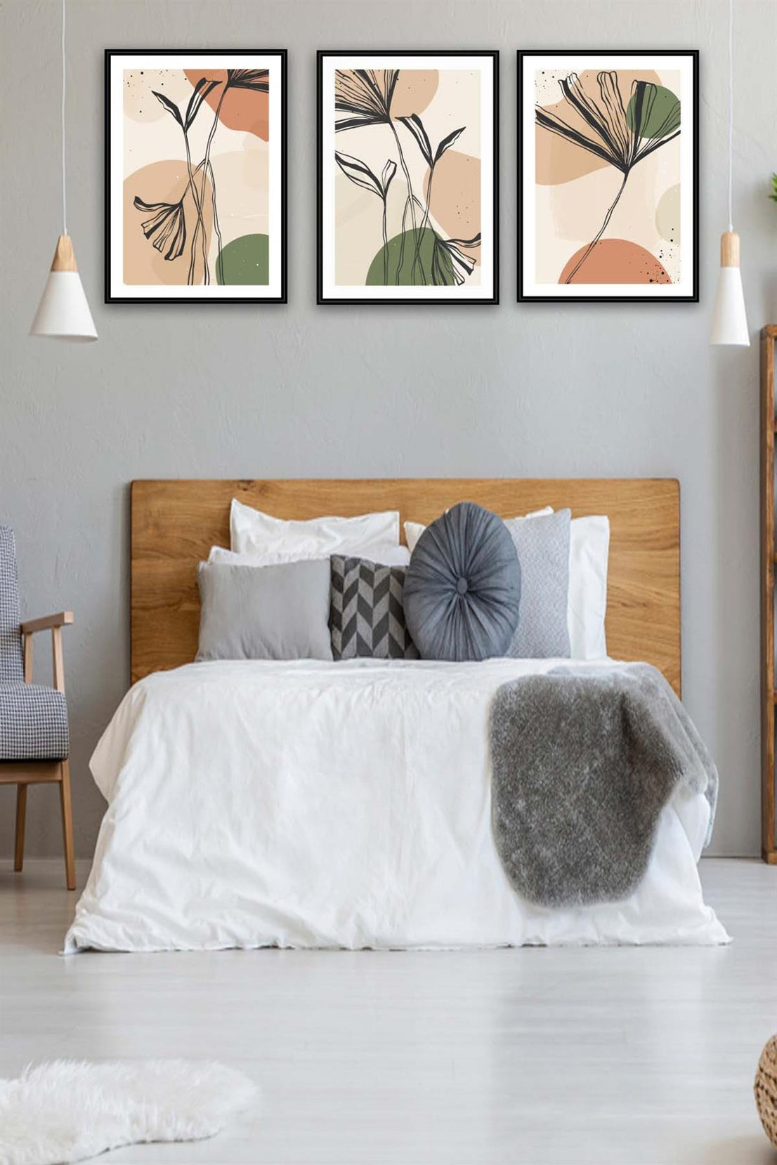 3 Parça Artline Çiçek Tasarım Uv Baskı Mdf Tablo Seti