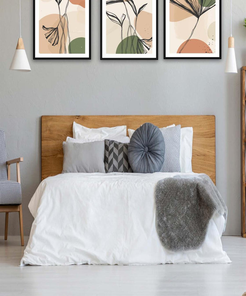 3 Parça Artline Çiçek Tasarım Uv Baskı Mdf Tablo Seti