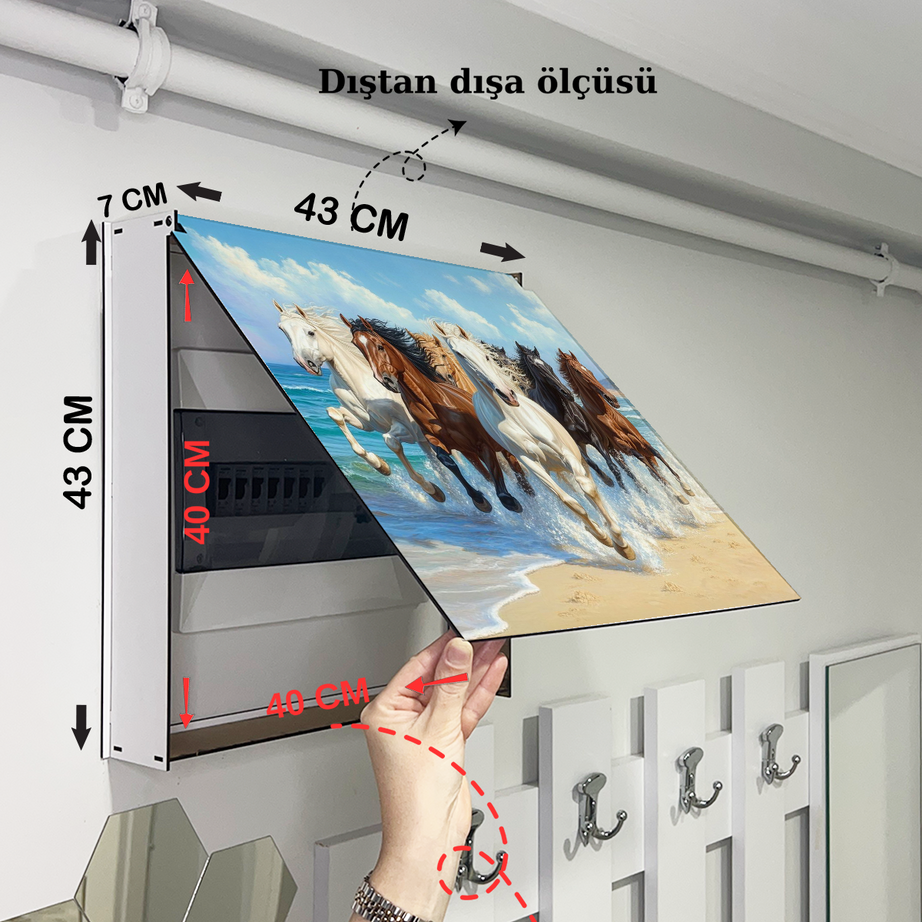 Kumsalda Dörtnala Koşan Atlar Temalı Ahşap Sigorta Saklama Kutusu