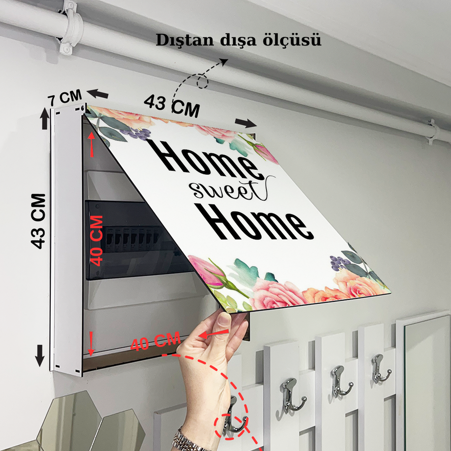 Home Sweet Home Temalı Ahşap Sigorta Saklama Kutusu