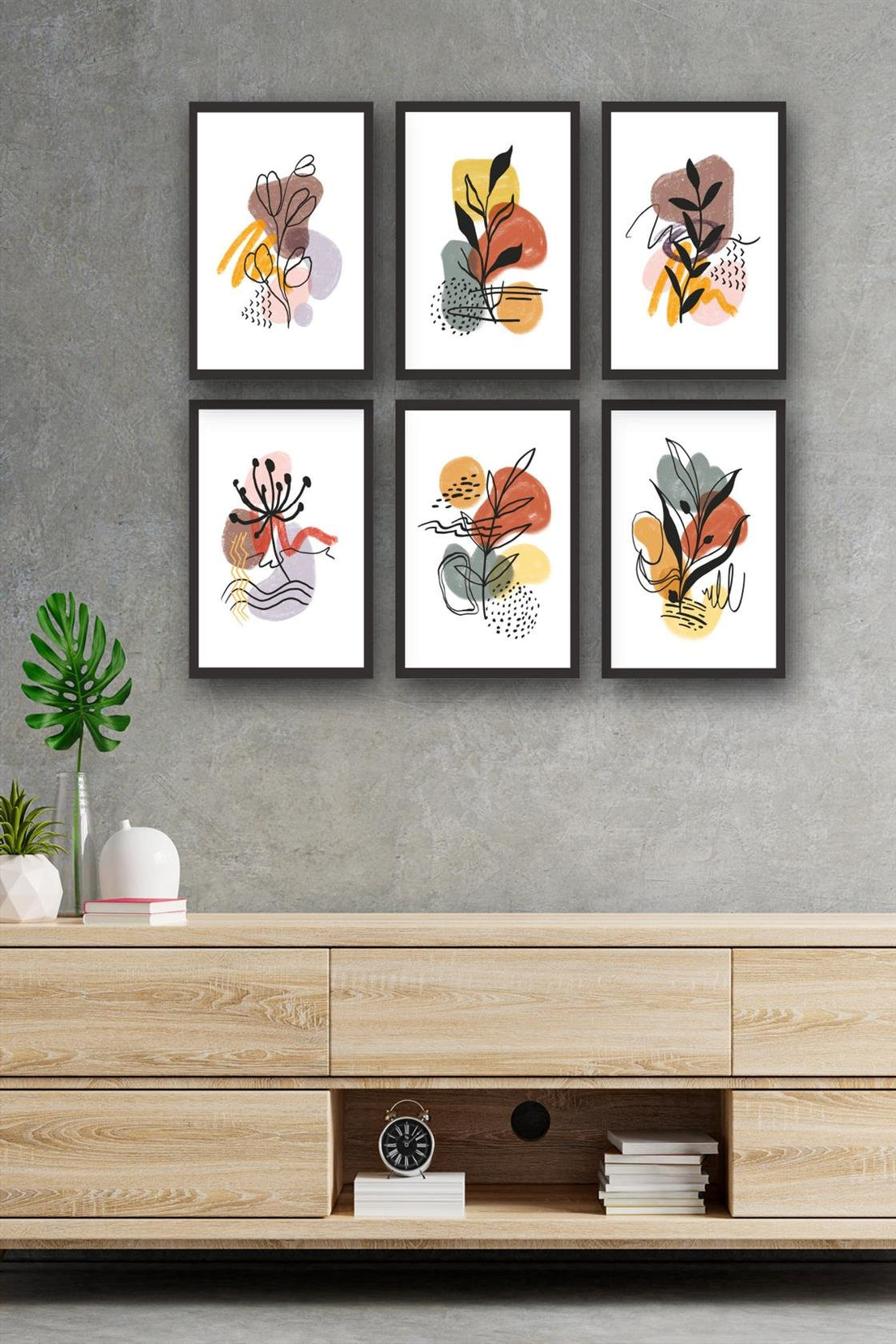 6 Parça Bohem Tablo Seti Uv Dijital Baskı