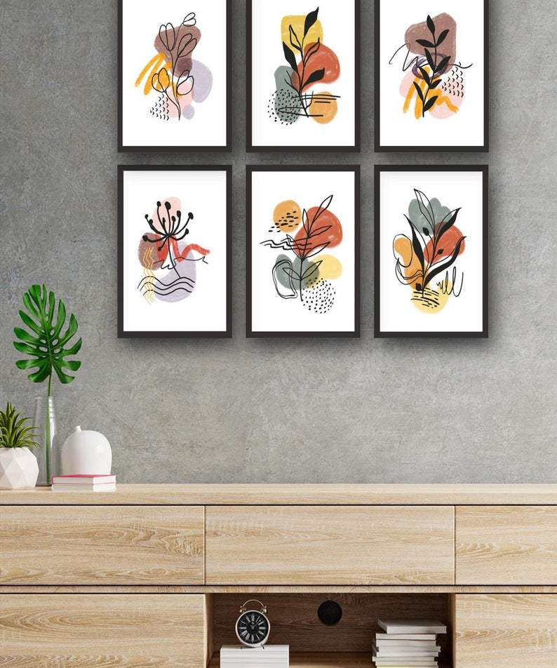 6 Parça Bohem Tablo Seti Uv Dijital Baskı