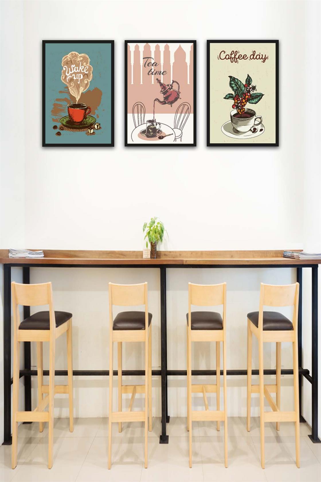 3 Parça Mutfak Ve Cafe'ler için Mdf Tablo Seti