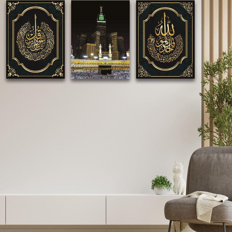3 Parça Siyah Kabe Temalı Tablo Seti