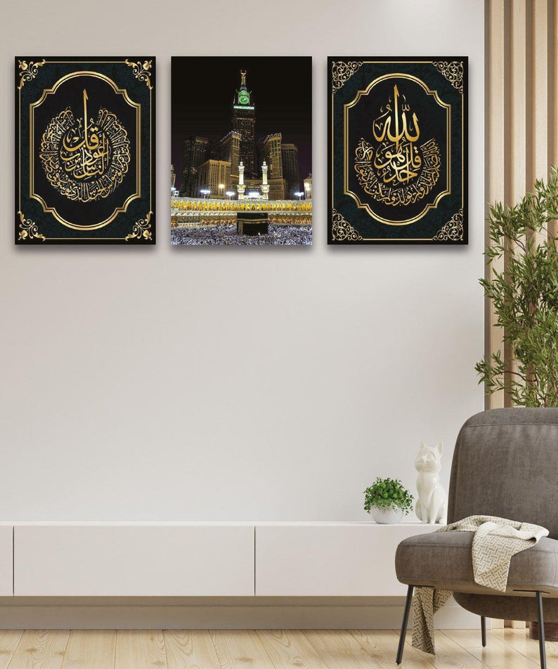 3 Parça Siyah Kabe Temalı Tablo Seti