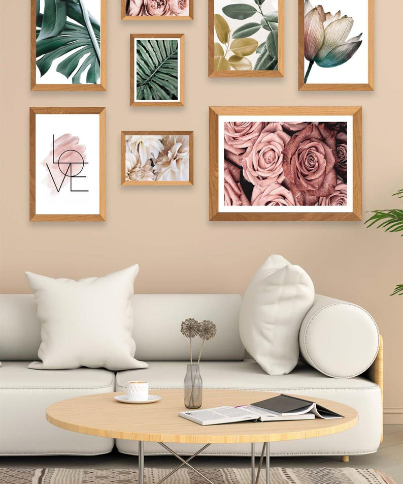 Love Gül Ve Botanik Çiçekler Temalı Tablo Seti