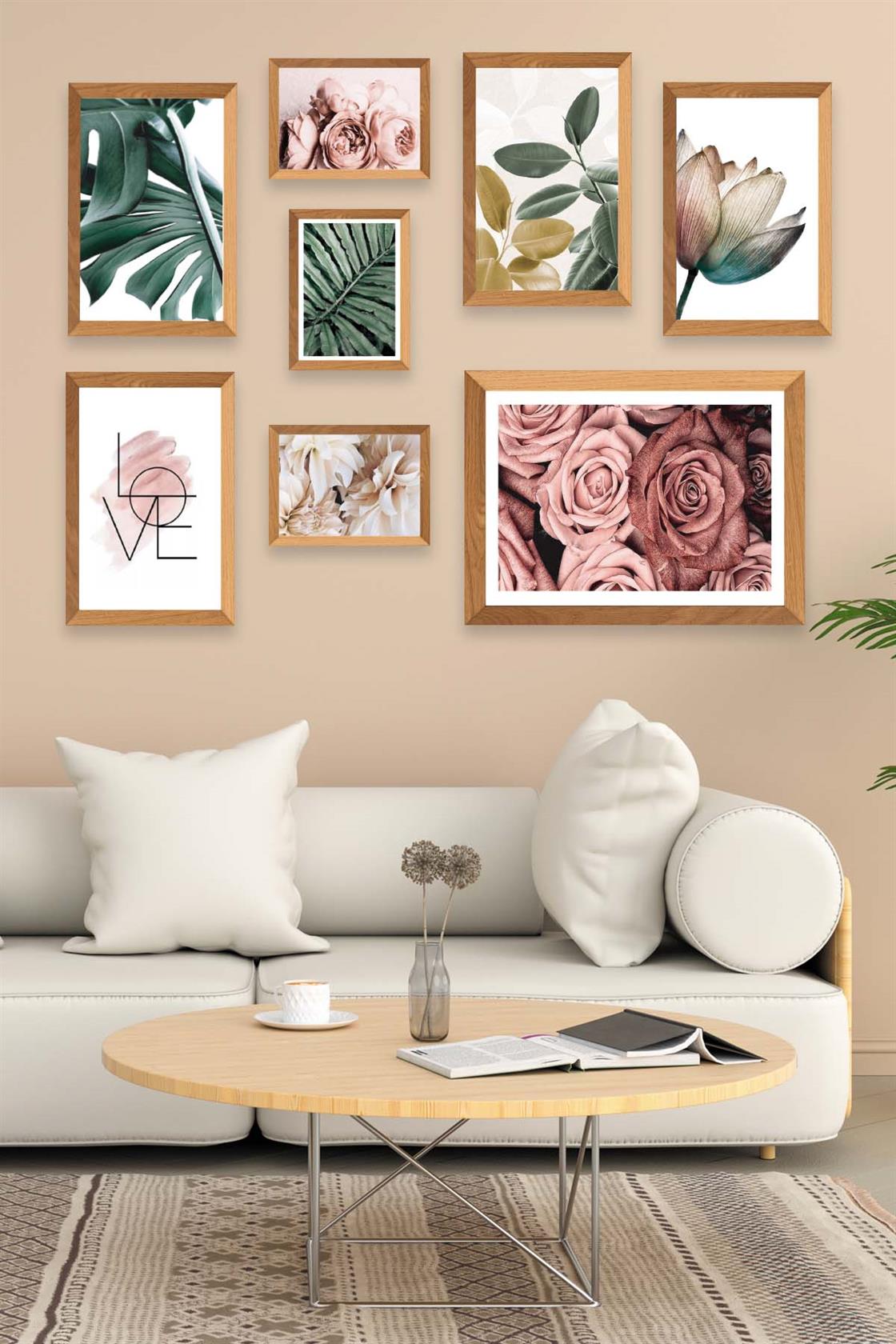 Love Gül Ve Botanik Çiçekler Temalı Tablo Seti