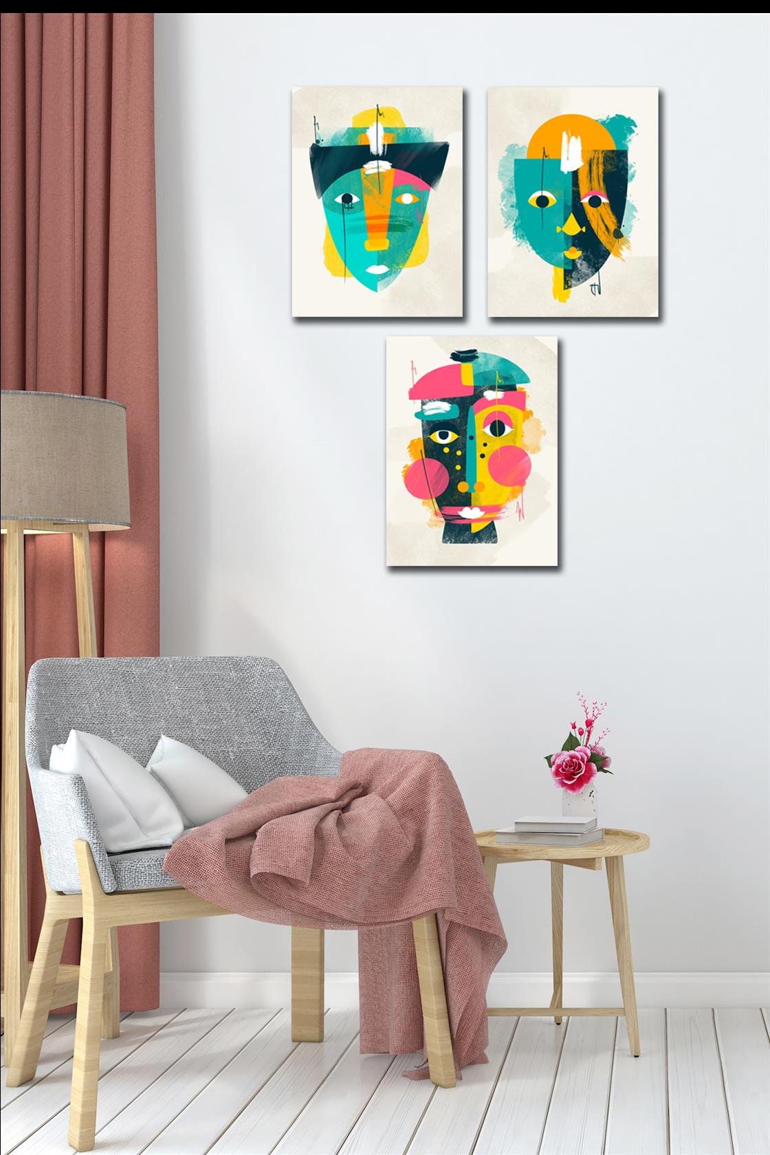 3 Parça Afrika Suliet Tablo Seti