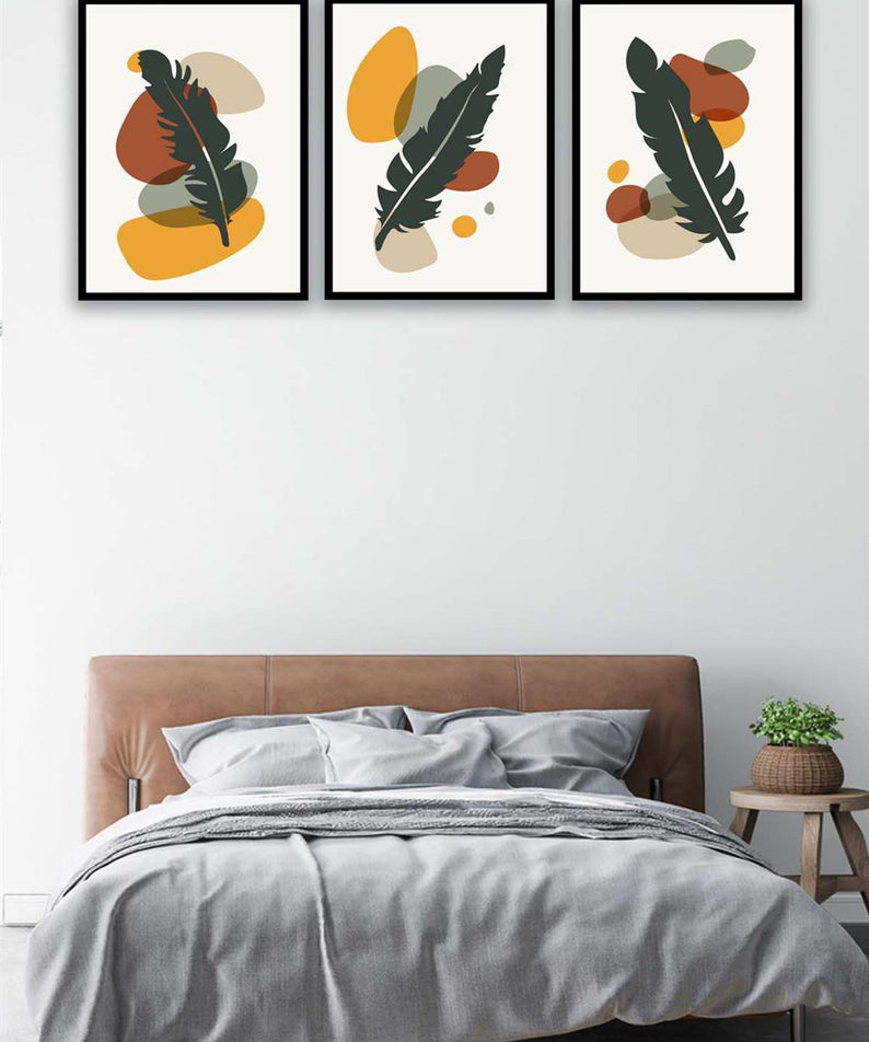 3 Parça Sanatsal Tüy Tarzında Tablo Seti