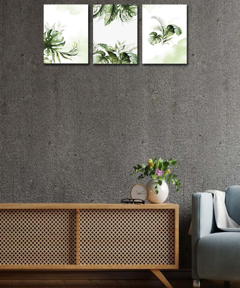 3 Parça Modern Tarzda yaprak Tablo Seti