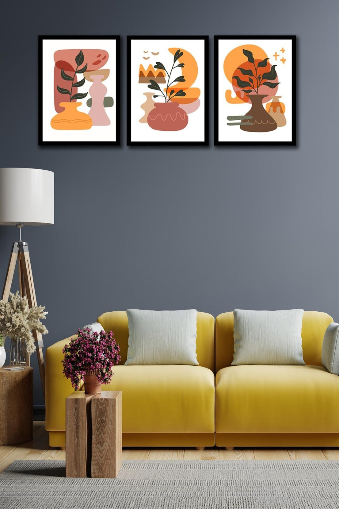 3 Parça Bohem Tarzda Tablo Seti