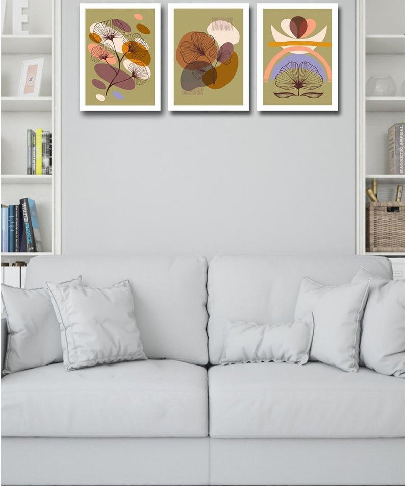3 Parça Sanatsal Bohem Tarzı Tablo Seti